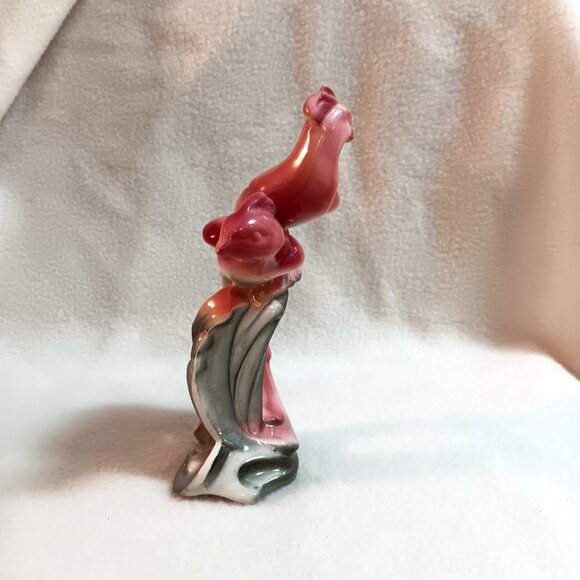 L.A. Pottery birds w/ crests figurine rose & olive green MCM - Picture 4 of 9